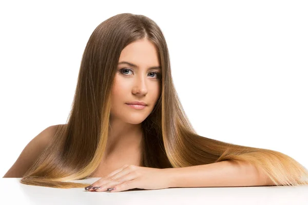 Mulher Bonito Com Cabelo Comprido — Fotografia de Stock