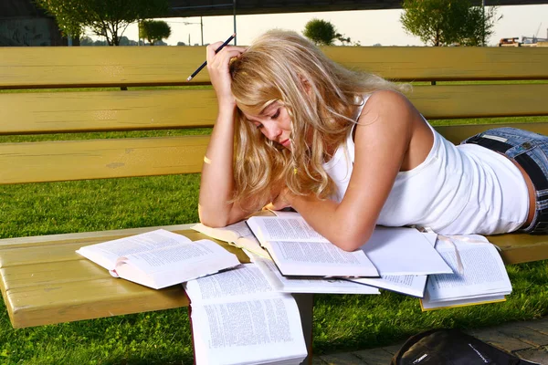 Young Attractive Student Reading Book — Stock Photo, Image