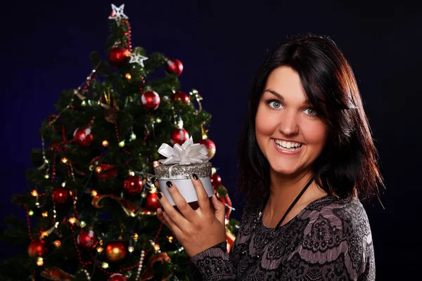 Happy Smiling Woman Christmas Gift Hands Royalty Free Stock Images