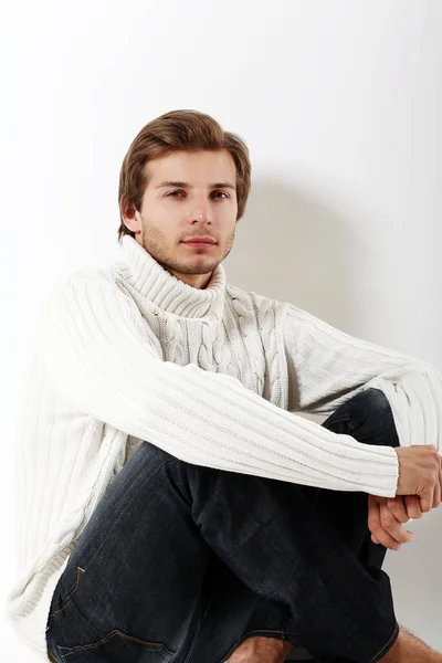 Handsome Young Man Posing Studio — Stock Photo, Image