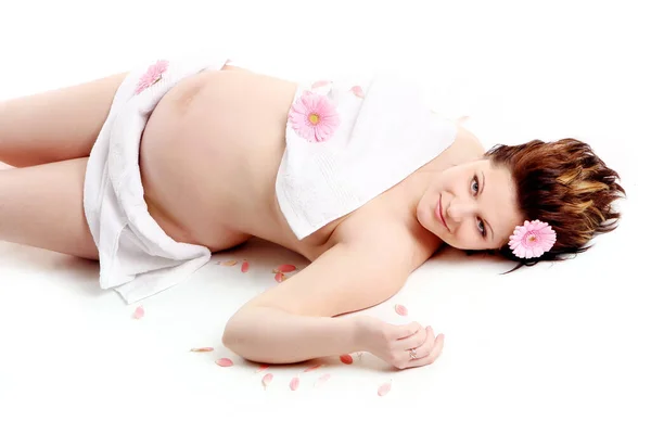 美快乐怀孕的年轻女子 — 图库照片