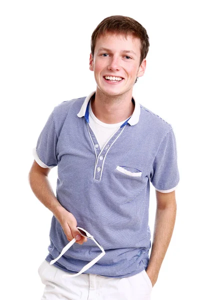 Young Attractive Boy White Background — Stock Photo, Image