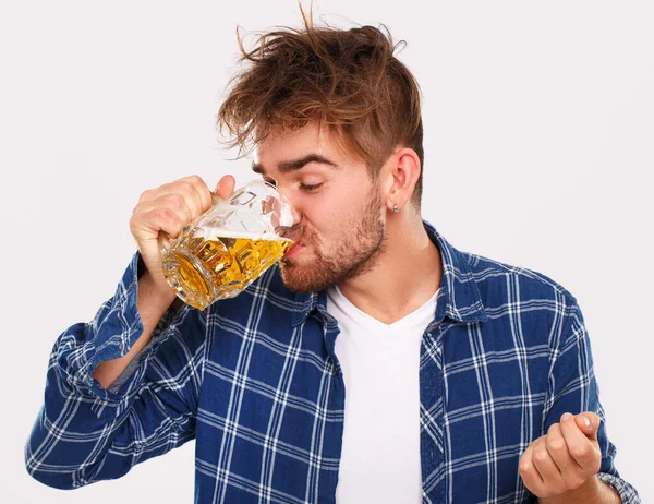 Álcool Problemas Jovem Alcoólico Com Cerveja — Fotografia de Stock