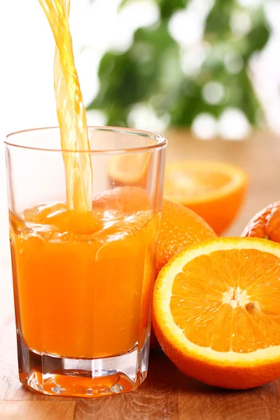 Fresh Orange Juice Table — Stock Photo, Image