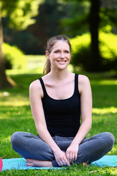 Beautiful Fitness Girl Relaxing Workout Park Royalty Free Stock Images