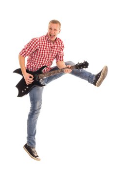 Genç, elektro gitarlı çılgın müzisyen.