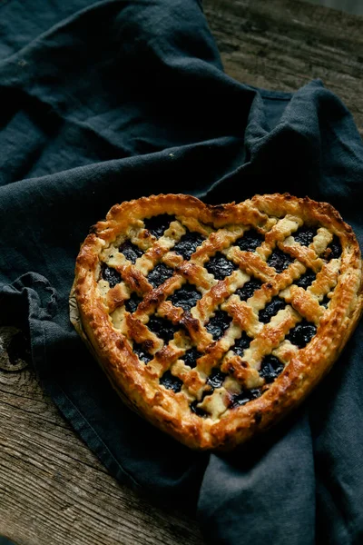 Valentine Tesoro Deliziosa Torta Fatta Casa Forma Cuore — Foto Stock