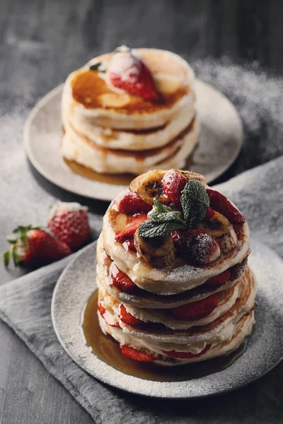 Comida Panquecas Deliciosas Prato — Fotografia de Stock