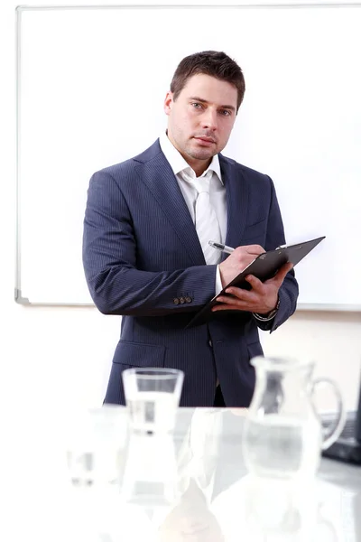 Homme Affaires Jeune Prospère Dans Son Bureau — Photo