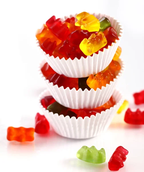 Colorful Gummy Bear Candies White Background — Stock Photo, Image