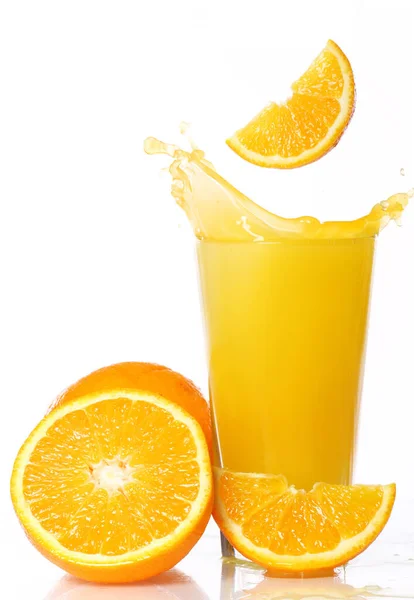 Fresh Cold Orange Juice White Background — Stock Photo, Image