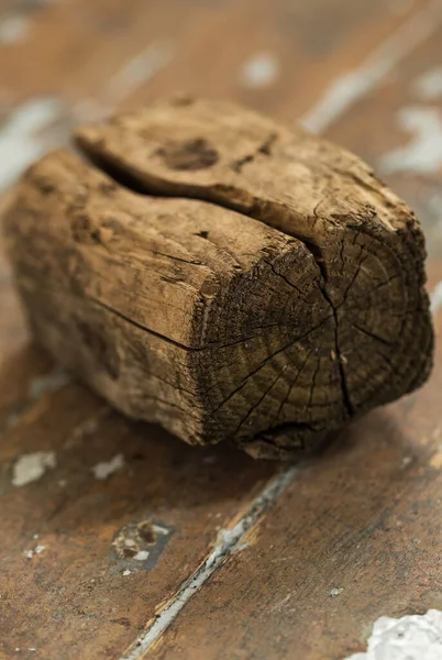 Трещины Деревянного Кирпича Столе — стоковое фото