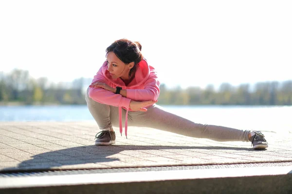 Sport Rue Femme Est Exercice Plein Air — Photo