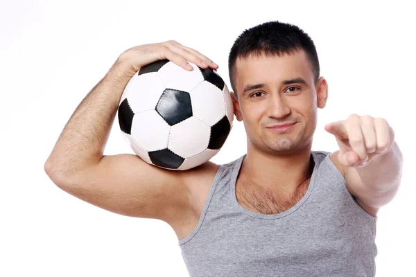 有魅力的人 在白色背景的足球球 — 图库照片