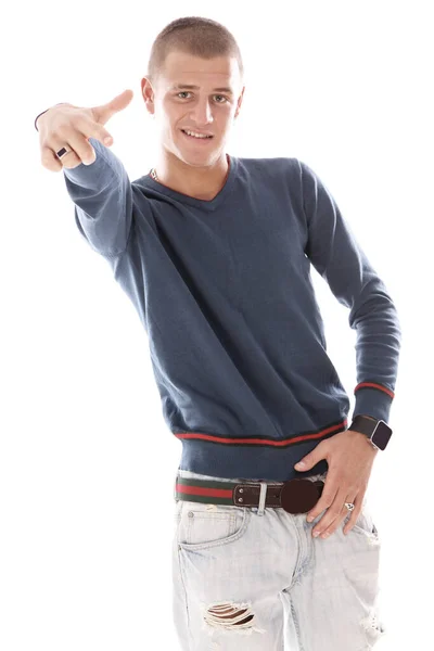 Young Stylish Guy White Background — Stock Photo, Image