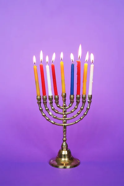 Yahudi Bayramı Hanuka Ünlü Dokuz Dallı Menorası — Stok fotoğraf