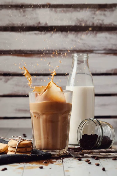 Bebida Café Latte Helado Con Leche — Foto de Stock