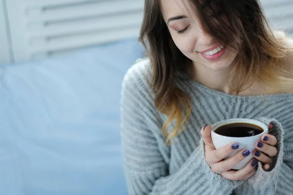 Desayuno Mujer Con Taza Café — Foto de Stock