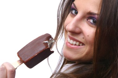 tatlı dondurma ile güzel bir kadın