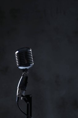 Ses stüdyosu. Mikrofon yakın plan.