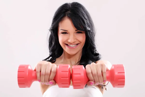 Retrato Chica Fitness Posando Estudio Perdiendo Peso Concepto —  Fotos de Stock