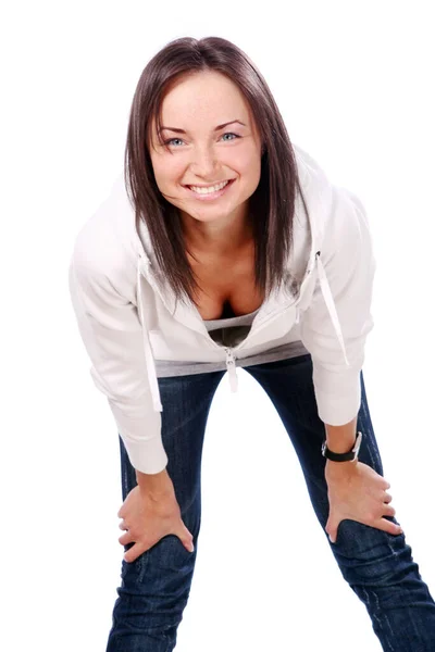 Young Beautiful Woman White — Stock Photo, Image