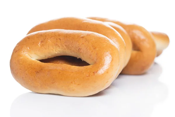 Padaria Deliciosos Bagels Fundo Branco — Fotografia de Stock