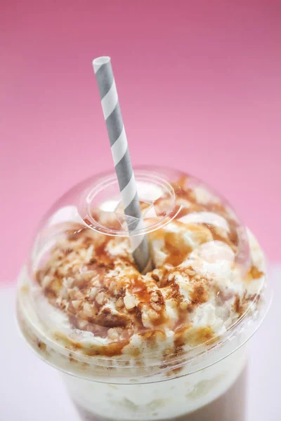 Kaffe Karamell Frappe Bordet — Stockfoto