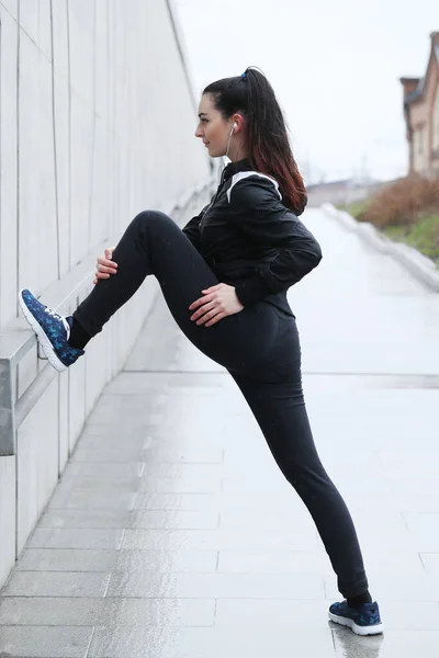 Sport Rue Femme Est Exercice Plein Air — Photo