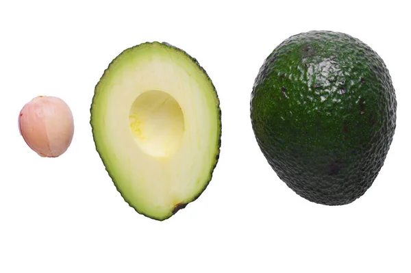 Зеленый Авокадо Белом Фоне — стоковое фото
