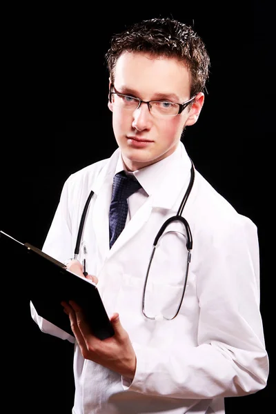 Jovem Atraente Homem Médico Assistente Preto — Fotografia de Stock