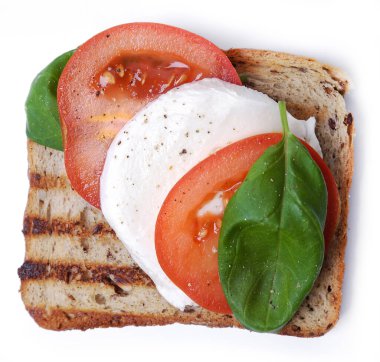 Beyaz arka planda nefis bir tost.