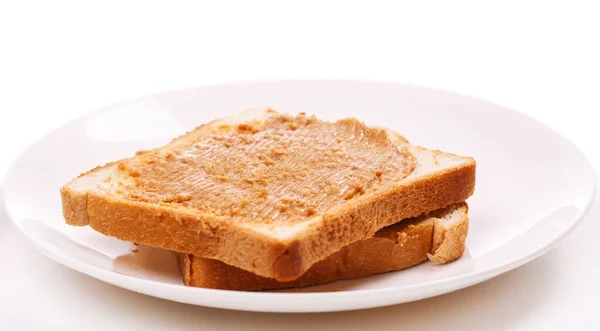 Sanduíche Manteiga Amendoim Mesa — Fotografia de Stock