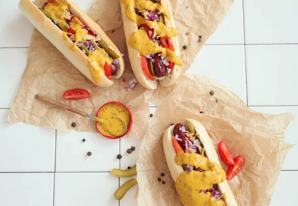 Food Yummy Hot Dog Table — Stock Photo, Image