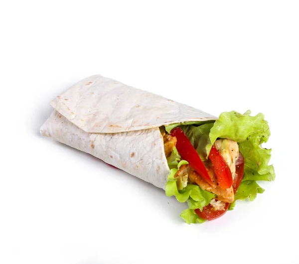 Essen Tortilla Auf Weißem Hintergrund — Stockfoto