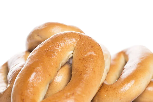 Pékség Finom Bagel Fehér Háttérrel — Stock Fotó