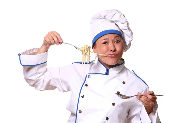 Mulher Bonita Imagens Chef — Fotografia de Stock