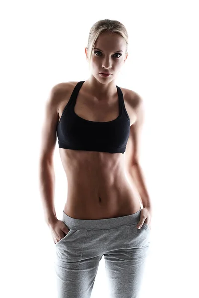 Mujer Deportiva Atractiva Posando Traje Deportivo — Foto de Stock