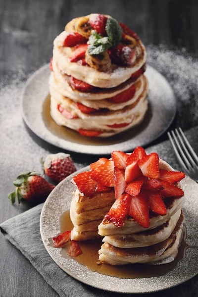 Comida Panquecas Deliciosas Prato — Fotografia de Stock