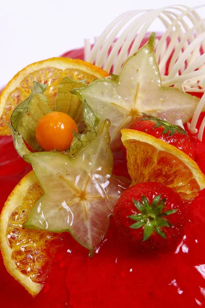 Dessert Fruktkaka Närbild — Stockfoto