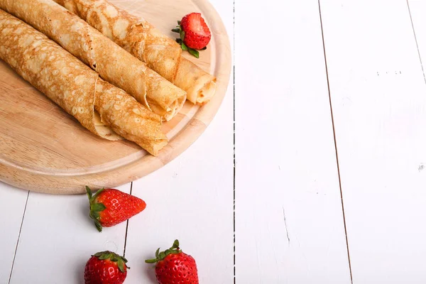 Hecho Casa Deliciosos Panqueques Sobre Mesa — Foto de Stock