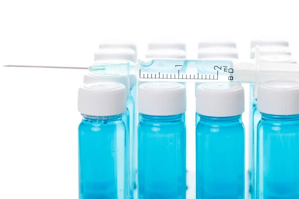 Frasco Para Injetáveis Com Vacina Seringa — Fotografia de Stock
