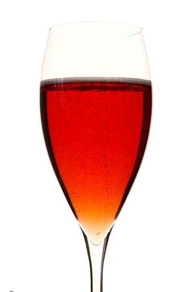 Bicchiere Champagle Rosso Con Fragola — Foto Stock