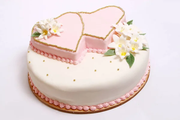 Свадебный Торт Цветовой Флорой — стоковое фото