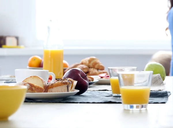 Desayuno Natural Deliciosa Saludable Comida Sobre Mesa — Foto de Stock