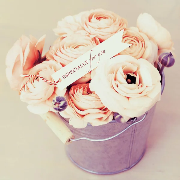 Fleurs Rose Beau Bouquet Rose Dans Pot — Photo