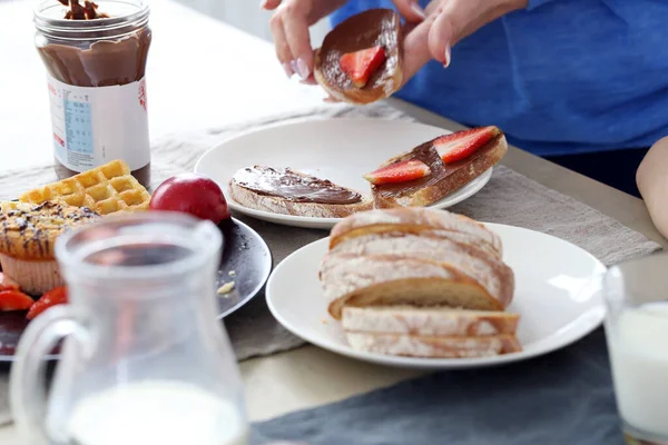 Desayuno Natural Deliciosa Saludable Comida Sobre Mesa — Foto de Stock