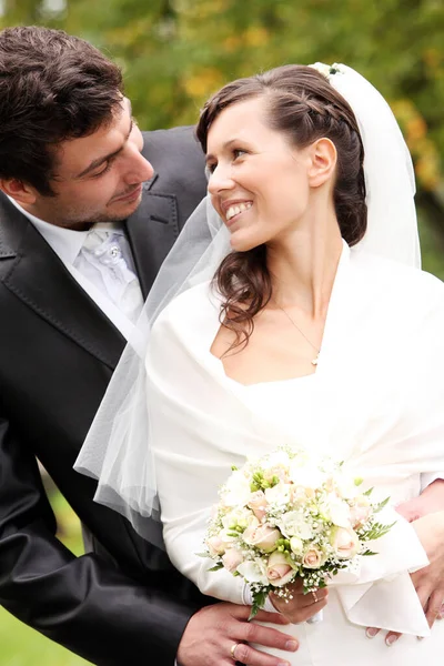 Beautiful Happy Couple Posing Marriage Concept Stock Image