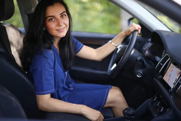 Woman Front Seat Steering Wheel Royalty Free Stock Photos