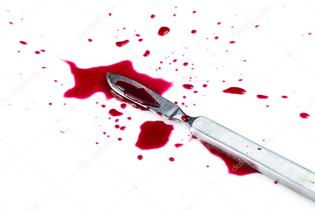 Murder. Knife in pool of blood